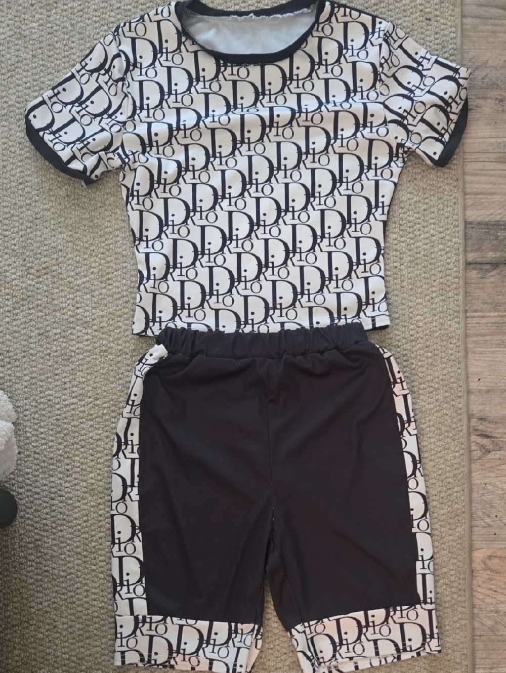 Top & Shorts Set - Black & White
